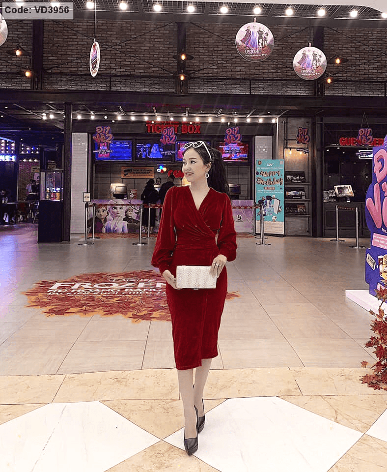 Váy nhung tiểu thư jisilk dự tiệc mùa đông chất nhung dài qua gối quyến rũ  màu đỏ đen hàn quốc De'prom N.VA2-01 - Chân váy | ThờiTrangNữ.vn