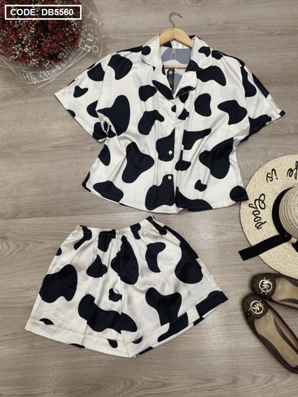 Nguồn chuyên sỉ đồ bộ nữ Pijama tay ngắn quần đùi họa tiết bò sữa chất latin