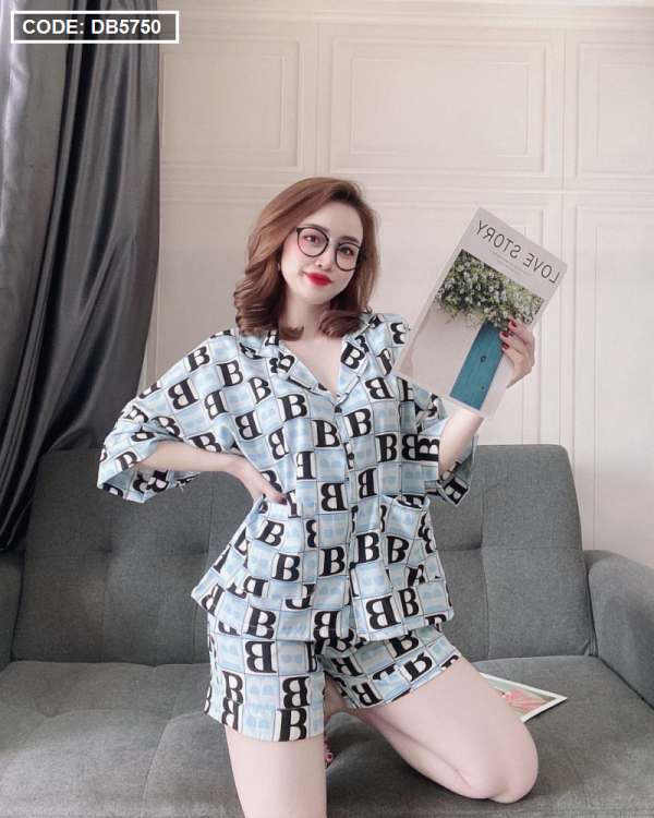 Set đồ bộ nữ pijama quần đùi vải lụa - DB5750