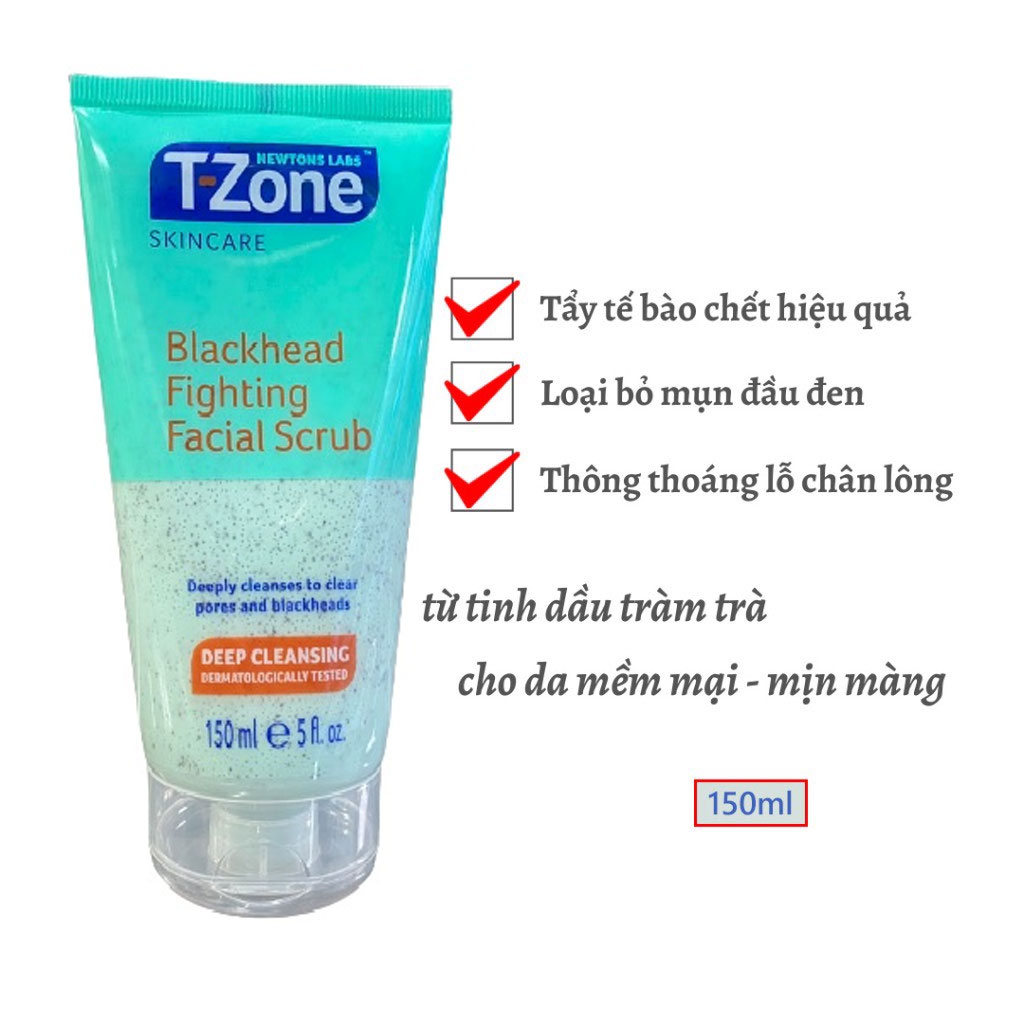 Tẩy Tế Bào chết T-zone giảm mụn đầu đen Blackhead Fighting Facial Scrub 150ml chính hãng