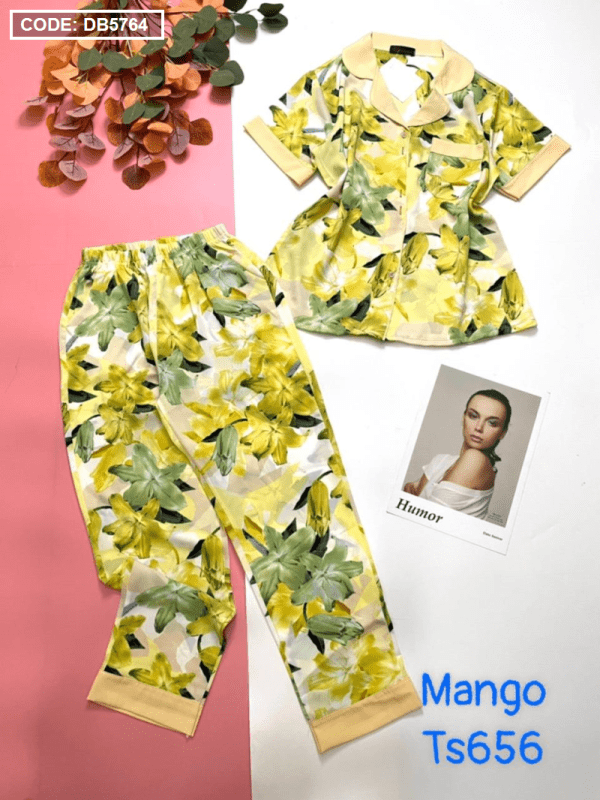 Đồ bộ nữ Pijama tay ngắn quần dài vải mango - DB5764