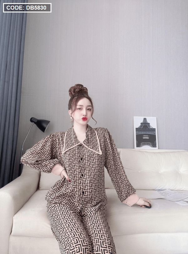 Đồ bộ nữ pijama vải mango tay dài quần dài - DB5830