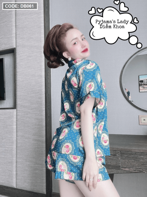 Đồ bộ nữ Pijama tay ngắn quần đùi chất latin xịn - DB061