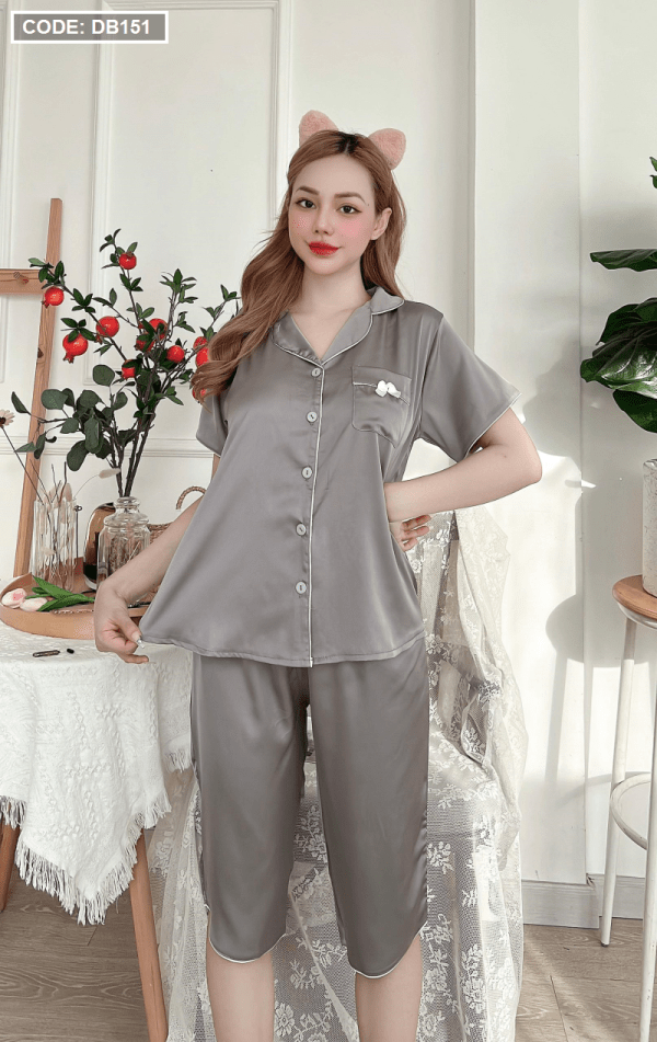 Đồ bộ nữ pijama tay ngắn quần lỡ latin xịn - DB151