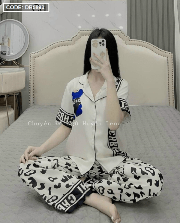 Đồ bộ nữ Pijama mạc sam tay ngắn quần dài vải mango - DB5890