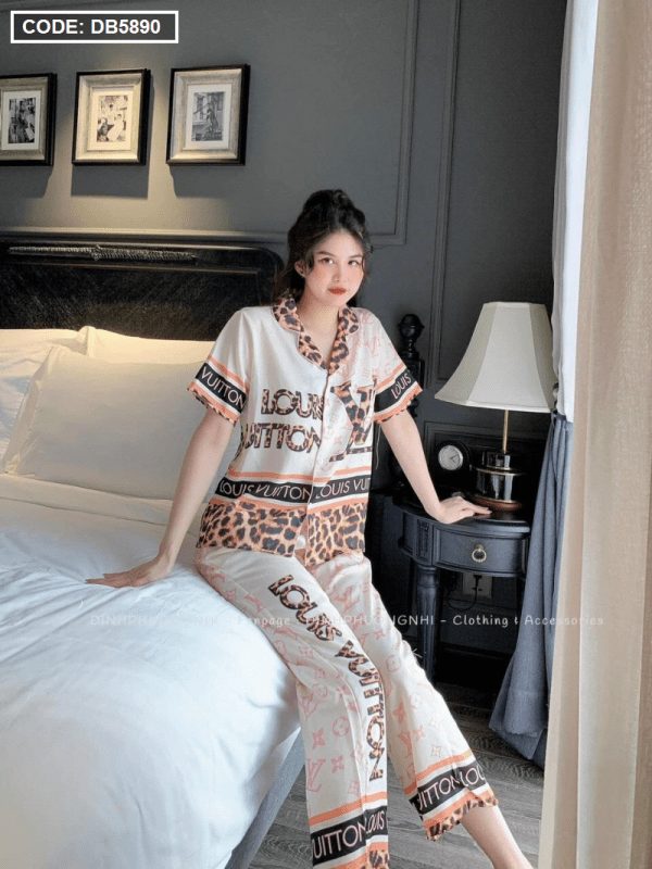 Đồ bộ nữ Pijama mạc sam tay ngắn quần dài vải mango - DB5890