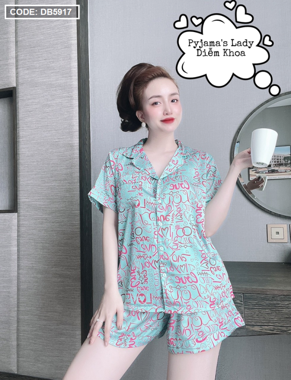 Đồ bộ nữ pijama tay ngắn quần đùi vải latin - DB5917