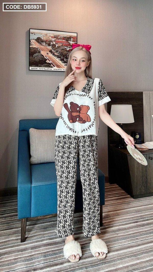 Đồ bộ nữ Pijama chất vải latin tay ngăn quần dài - DB290
