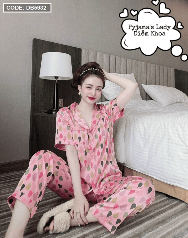 Đồ bộ nữ pijama tay ngăn quần dài chất latin cao cấp - DB288