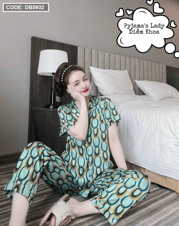 Đồ bộ nữ pijama tay ngăn quần dài chất latin cao cấp - DB288