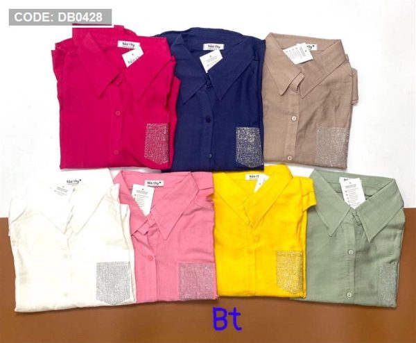 Set áo sơ mintay dài quần đùi vải đũi - DB0428