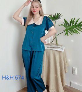 Đồ bộ nữ pijama tay ngắn quần dài vải latin - DB0631