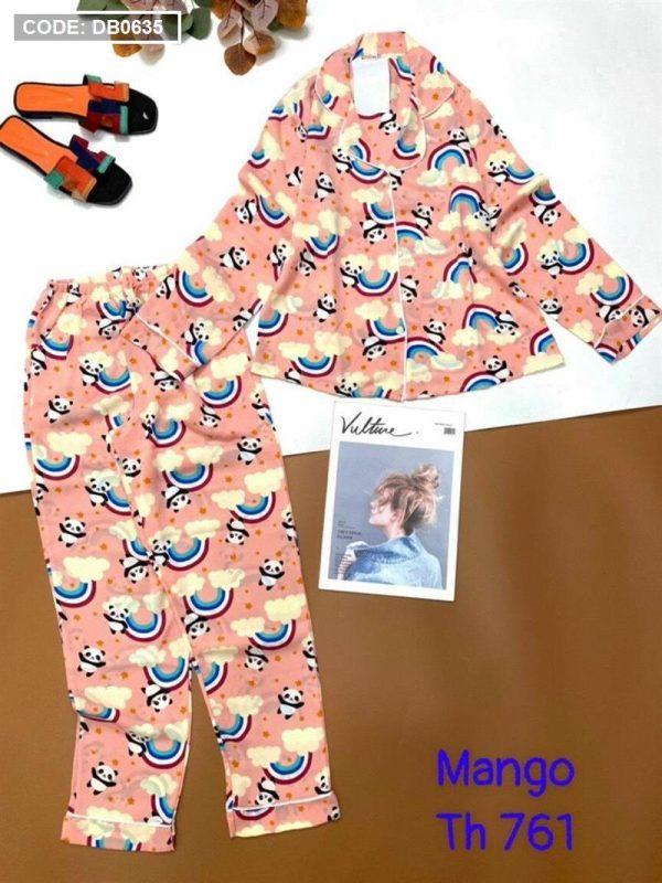 Đồ bộ nữ pijama tay dài quần dài vải mango - DB0635