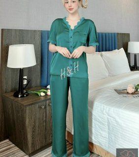 Đồ bộ pijama nữ tay ngắn quần dài viền ren - DB0653