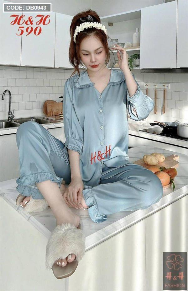 Bộ pijama nữ quần dài cổ sen - DB0943