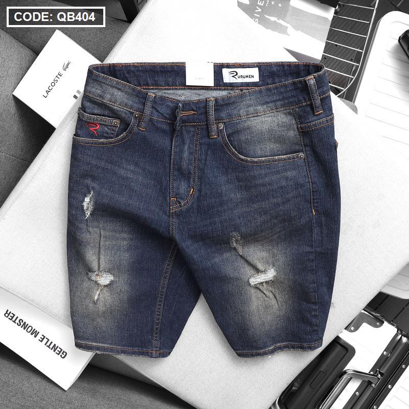 Quần Short Jeans Nam Cao Cấp Slim Fit Thêu Logo
