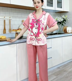 Đồ bộ pijama nữ tay ngắn quần dài in hình - DBO457