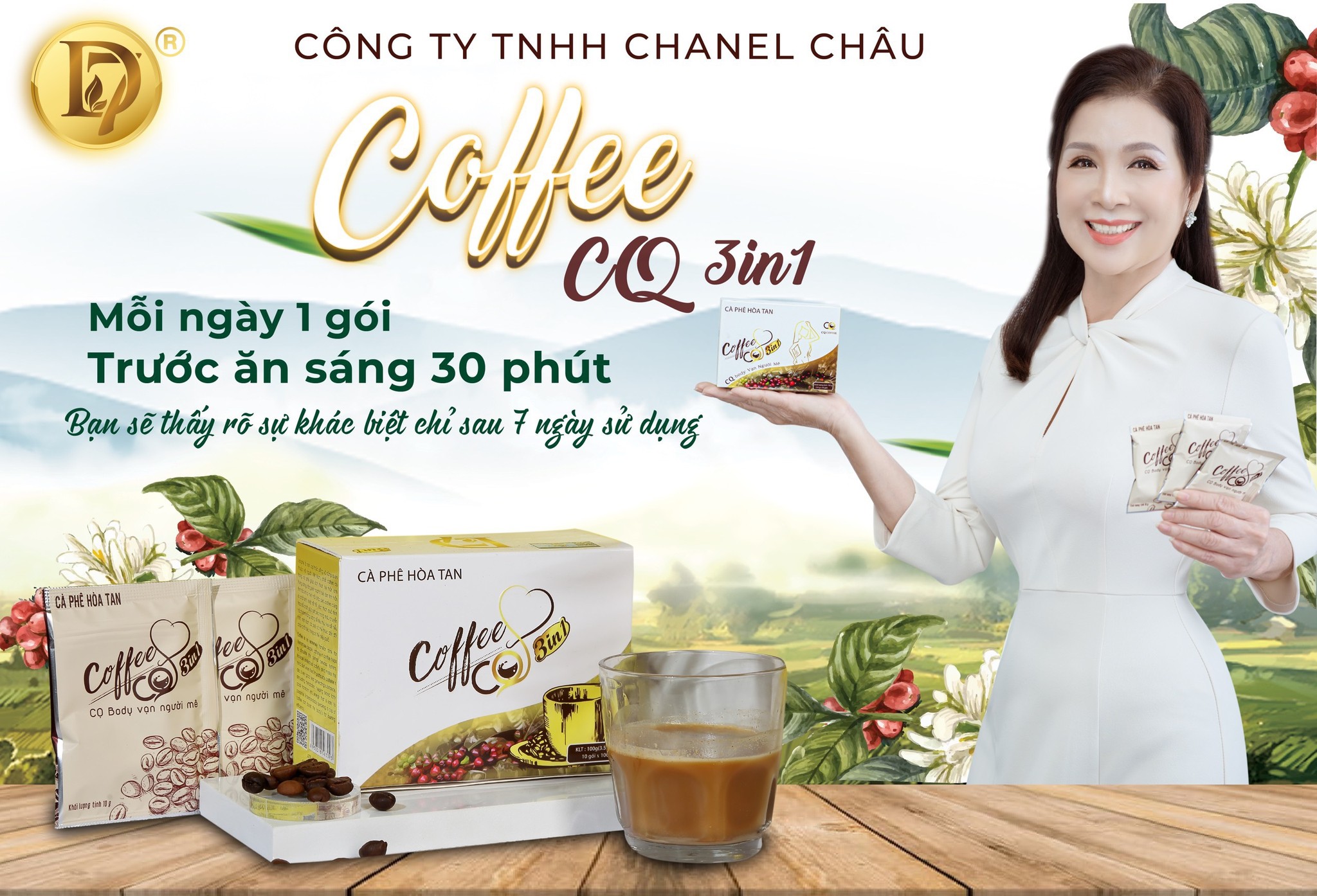 Cafe Hòa Tan Hỗ Trợ Giảm Cân Cq 3In1 Chanel Châu