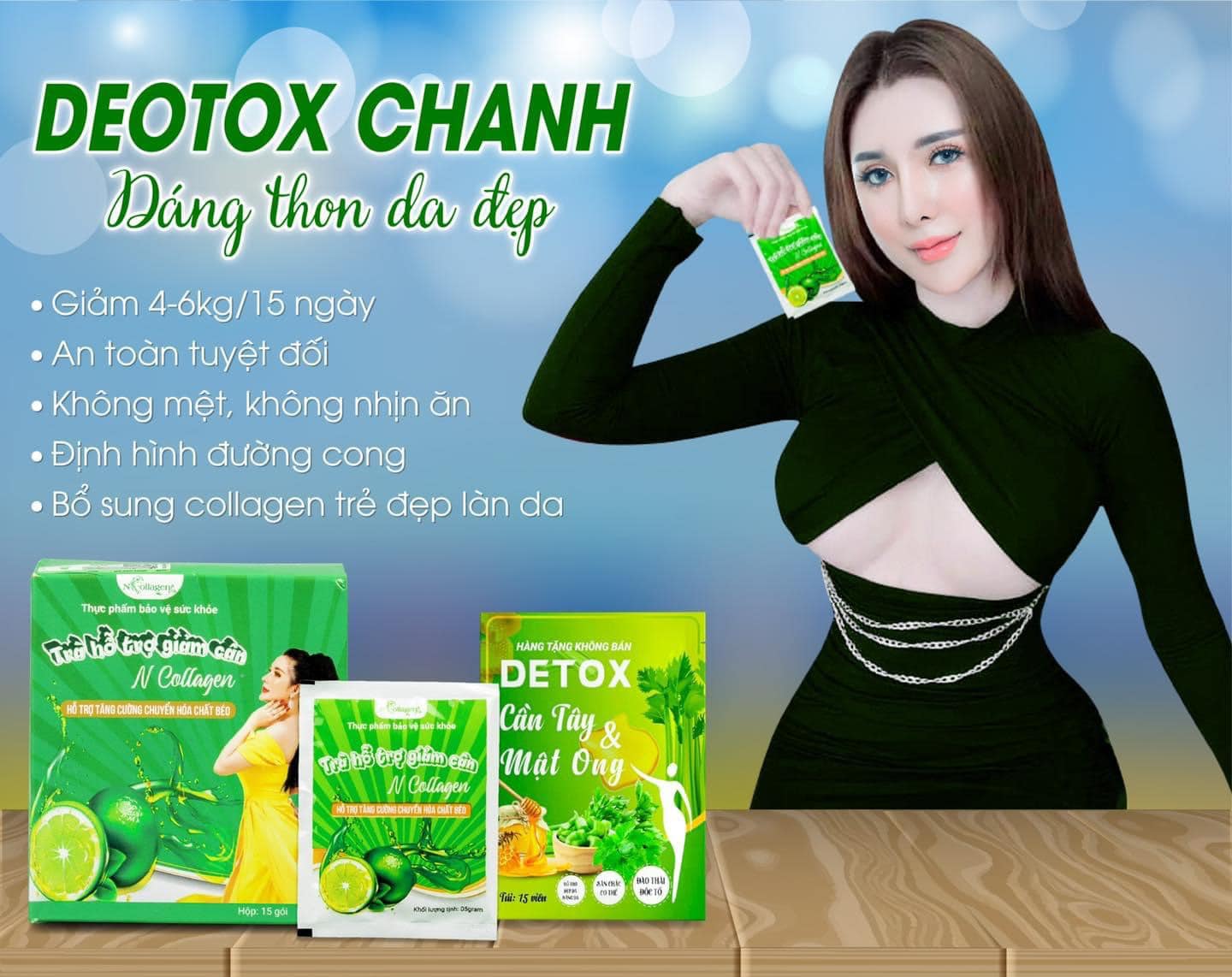 Detox Chanh Giảm Cân N Collagen giúp da đẹp dáng thon
