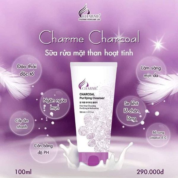 Bạn sợ da khô sau khi rửa mặt? Hãy mua ngay sữa rửa mặt than hoạt tính Charme Charcoal Purifying Cleanser
