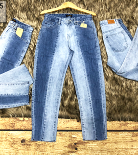 Jeans dài nữ suông phối 2 màu