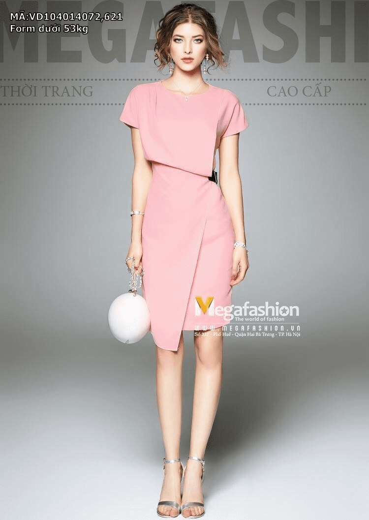Đầm hồng cát nhật váy đắp chéo - Quần Áo Xưởng May ANN