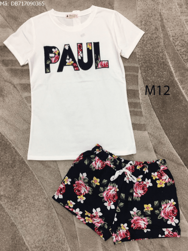 Đồ bộ quần đùi áo trắng PAUL