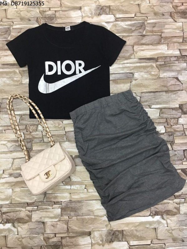 Set chân váy áo thun ngắn Dior